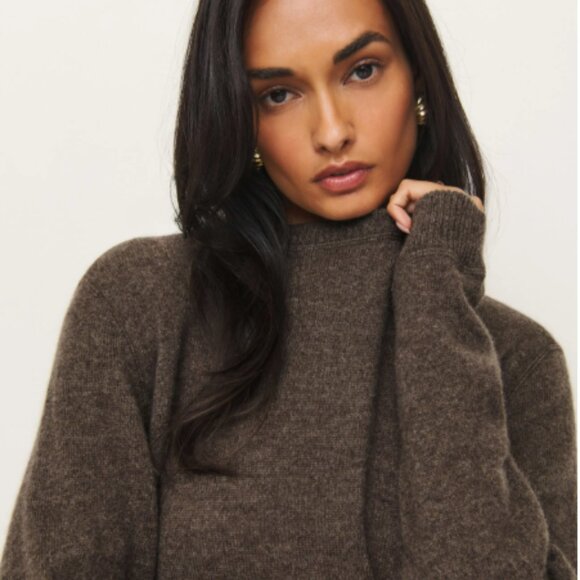 Reformation Cashmere Boyfriend Sweater Walnut Brown - Size S - Picture 3 of 5